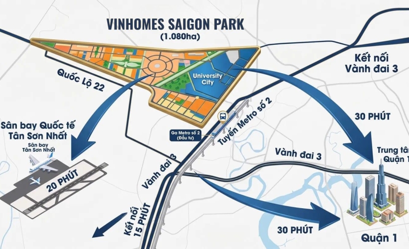 Vị trí Vinhomes Saigon Park (hay Vinhomes Hóc Môn)